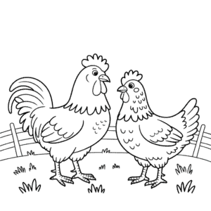 Coloriage Coq et Poule