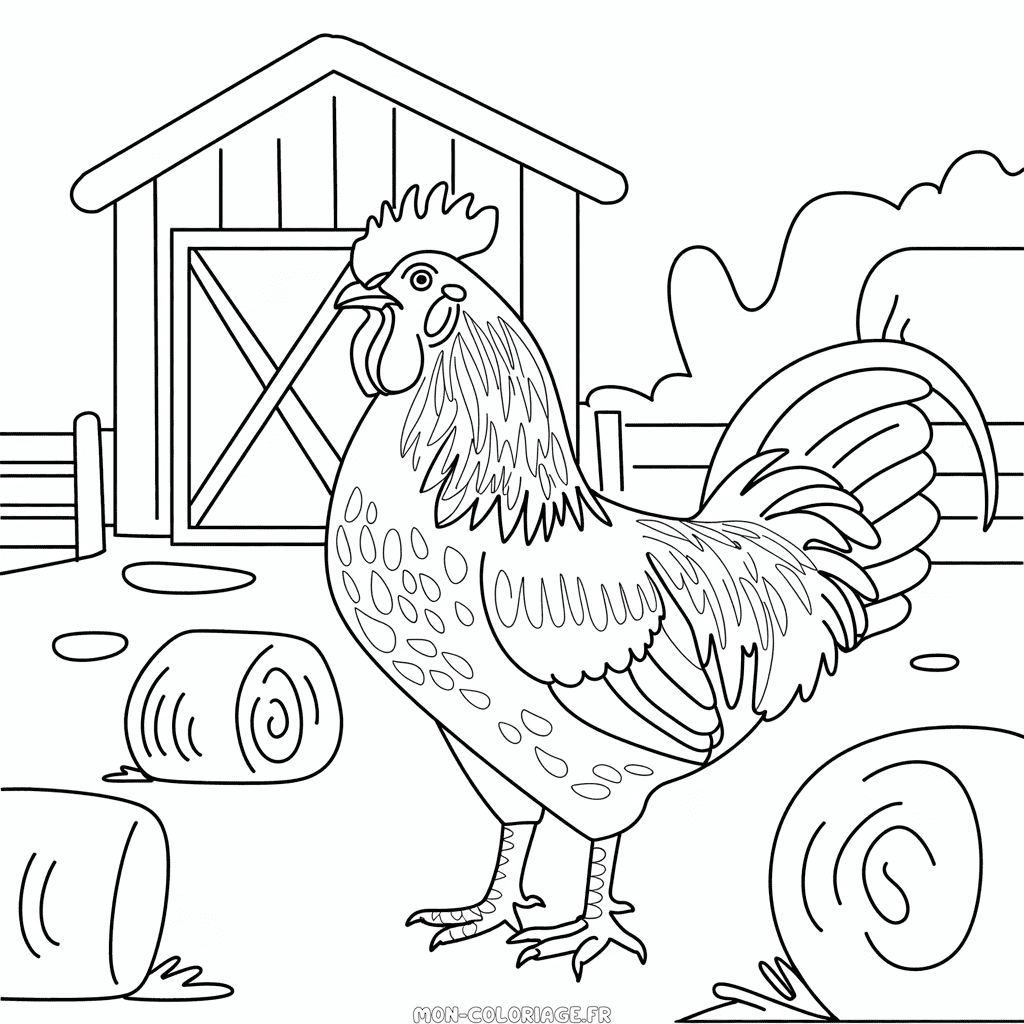 Coloriage Coq réaliste