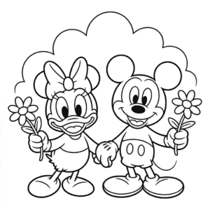 Coloriage Daisy et Mickey Mouse