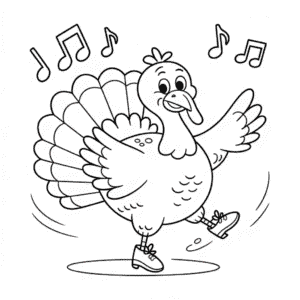 Coloriage Dinde qui Danse