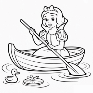 Coloriage Disney Blanche-Neige en Bateau