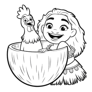 Coloriage Hei Hei et Vaiana