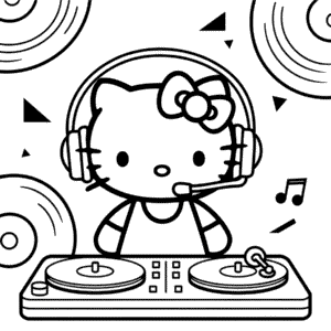 Coloriage Hello Kitty DJ