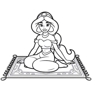 Coloriage Jasmine et le Tapis Magique