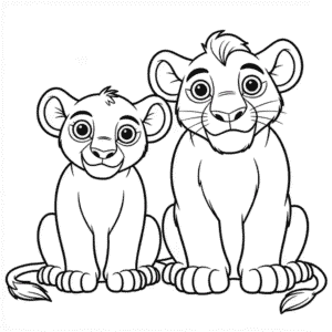 Coloriage Kiara et Kovu Le Roi Lion