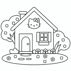 Coloriage Maison de Hello Kitty