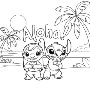 Coloriage Mignon Lilo et Stitch