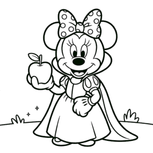 Coloriage Minnie Mouse Déguisée en Blanche-Neige
