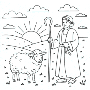 Coloriage Mouton Adulte et Berger