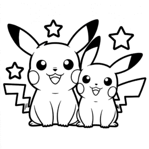 Coloriage Pichu et Pikachu