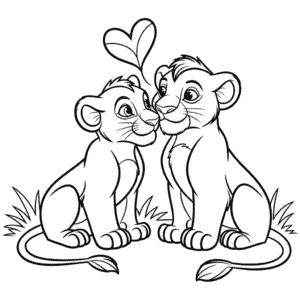 Coloriage Simba et Nala
