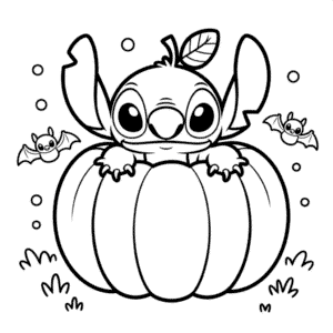 Coloriage Stitch dans une Citrouille