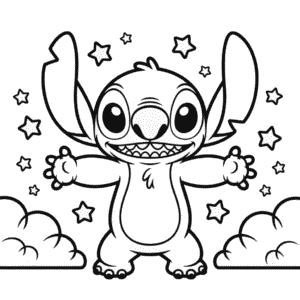 Coloriage Stitch en Noir et Blanc