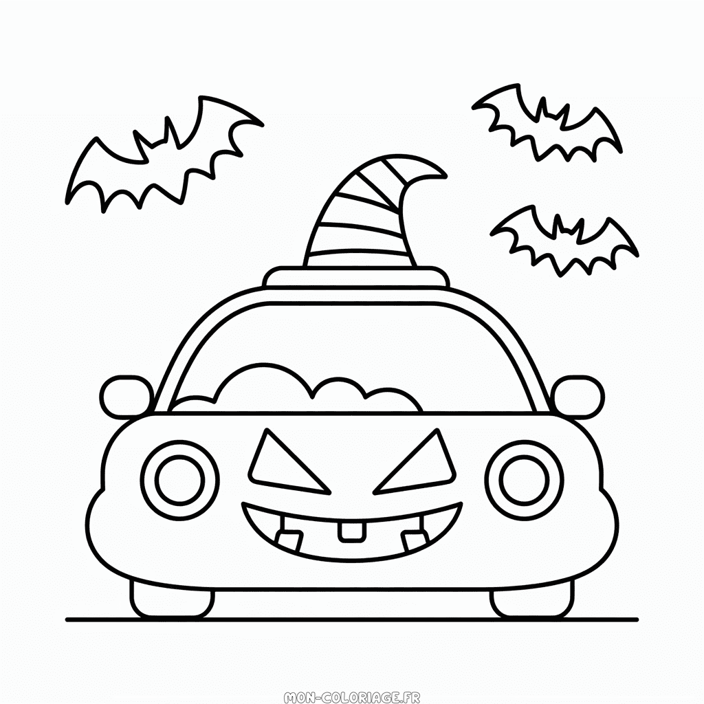Coloriage Voiture d'Halloween