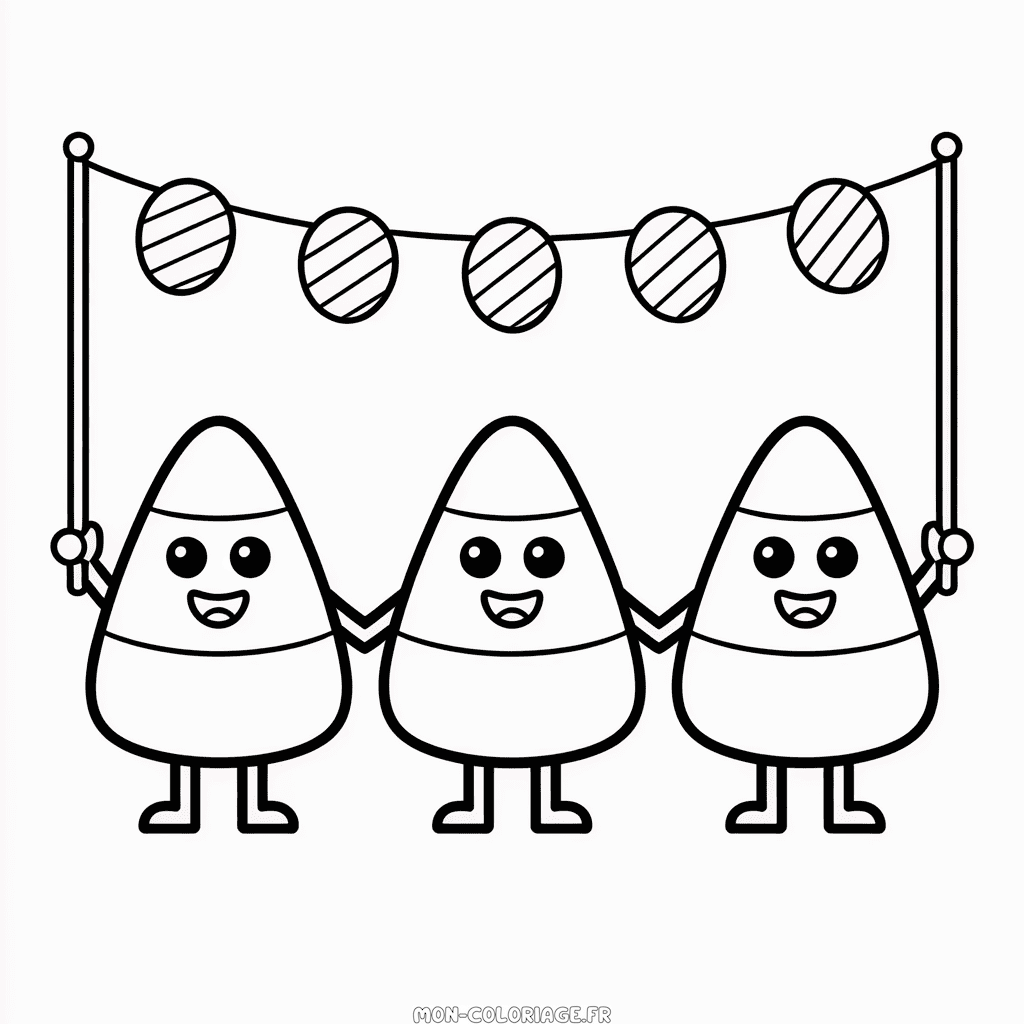 Coloriage Bonbons Maïs d'Halloween