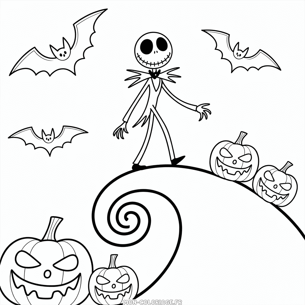 Coloriage Cauchemar d'Halloween Avant Noël
