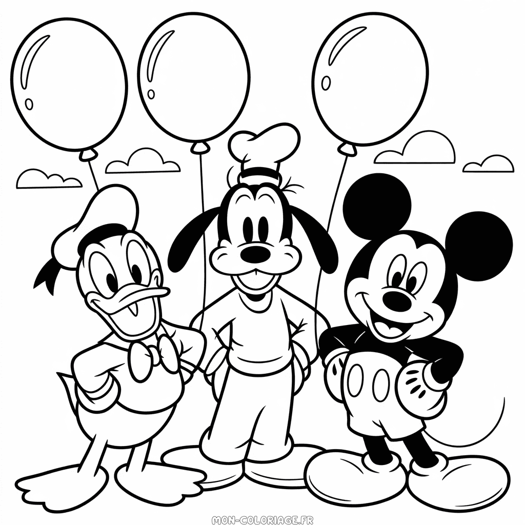 Coloriage Donald Dingo Mickey