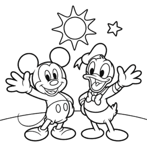 Coloriage Donald Duck et Mickey Mouse