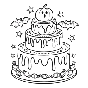 Coloriage Gâteau d'Halloween