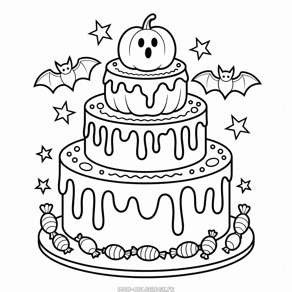 Coloriage Gâteau d'Halloween