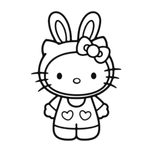 Coloriage Hello Kitty en Costume de Lapin