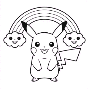 Coloriage Pikachu Arc-en-ciel