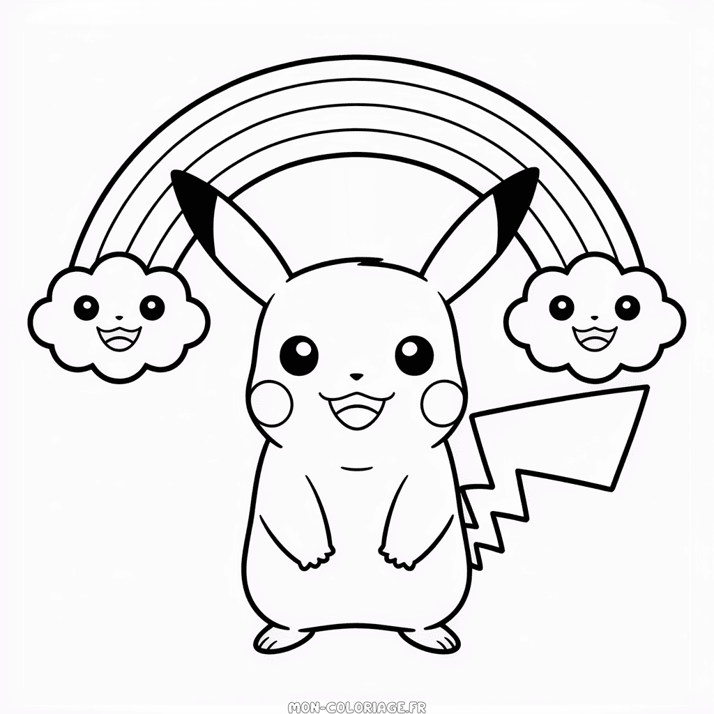 Coloriage Pikachu Arc-en-ciel