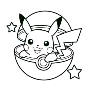 Coloriage Pikachu dans la Pokéball