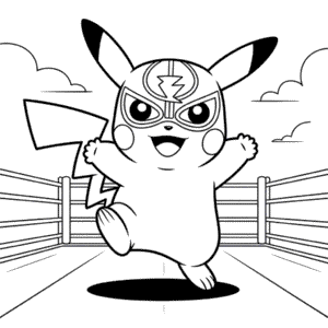 Coloriage Pikachu fait de la Lutte