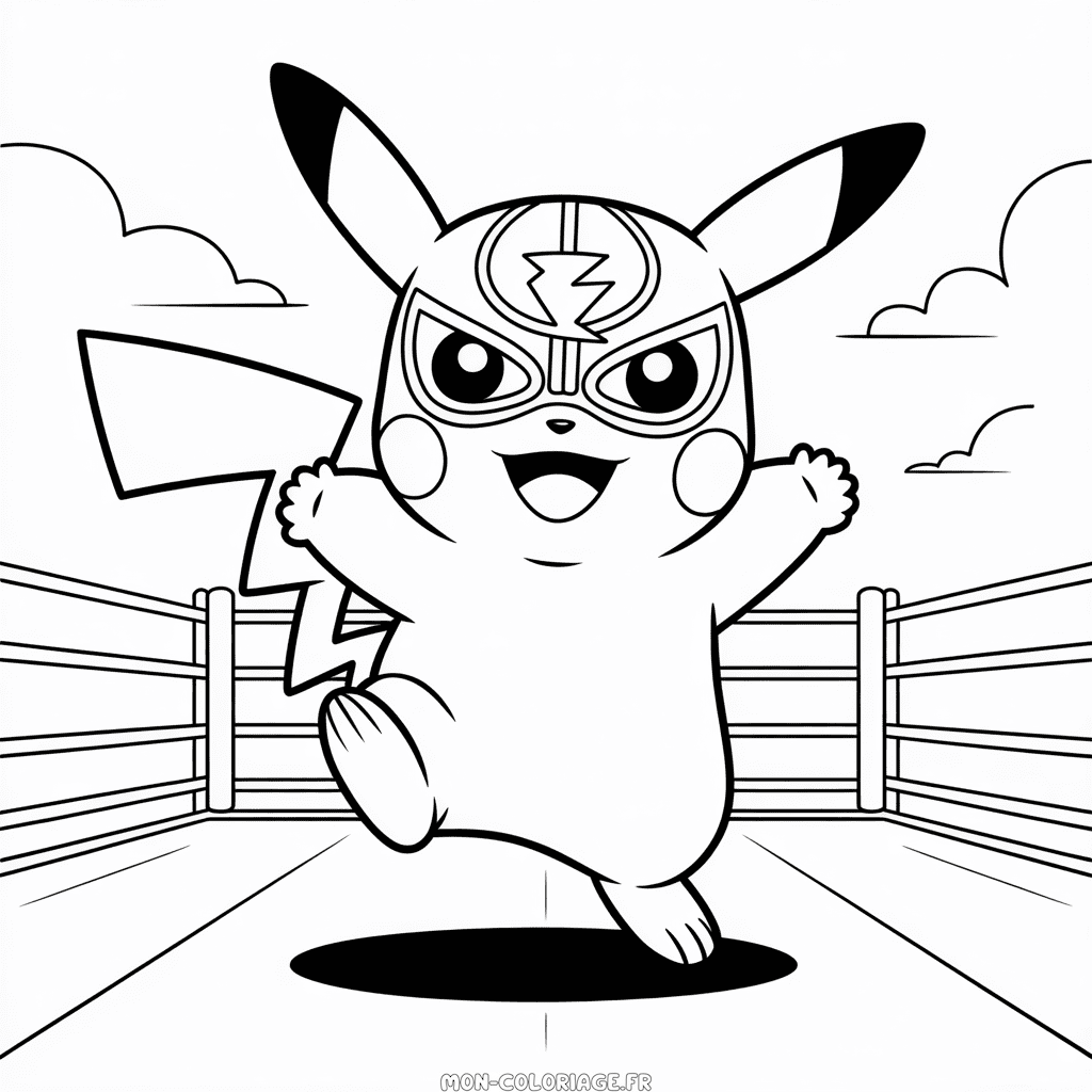 Coloriage Pikachu fait de la Lutte
