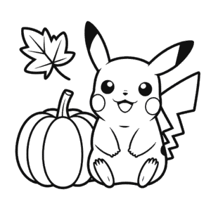 Coloriage Pikachu fête l'Action de Grâce