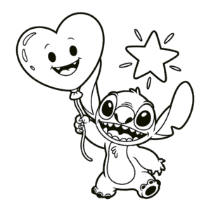 Coloriage Stitch et le Coeur