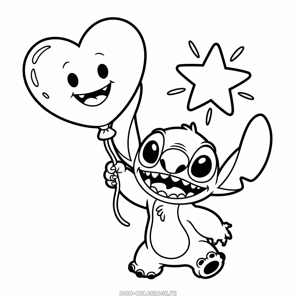 Coloriage Stitch et le Coeur