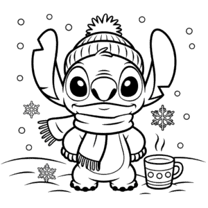 Coloriage Stitch Hiver