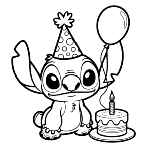 Coloriage Stitch Joyeux Anniversaire