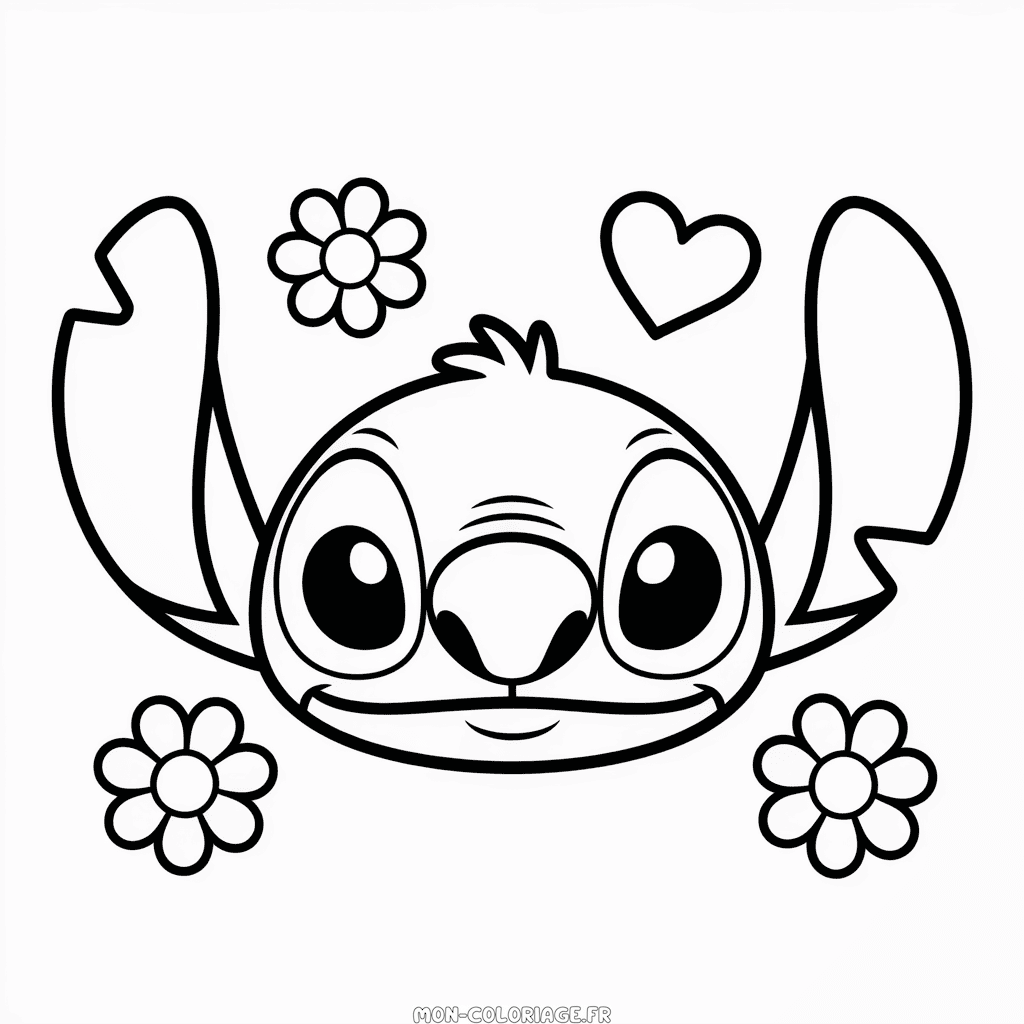 Coloriage Tête de Stitch